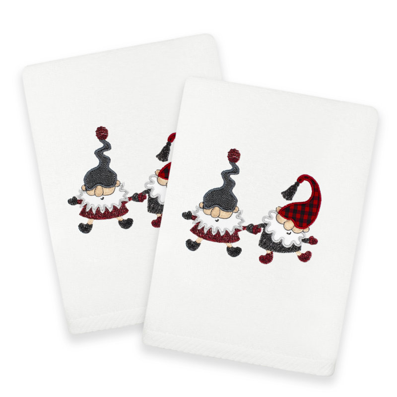  Christmas Gnomes Turkish Cotton Hand Towel, White