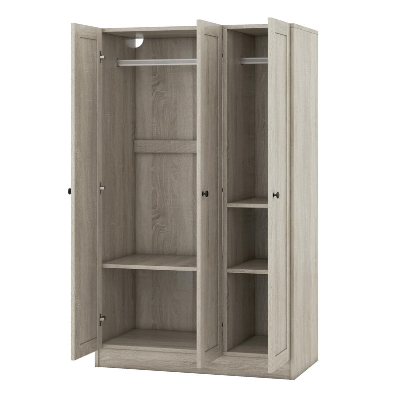 Penderie à 3 portes avec tablettes, gris, Gris