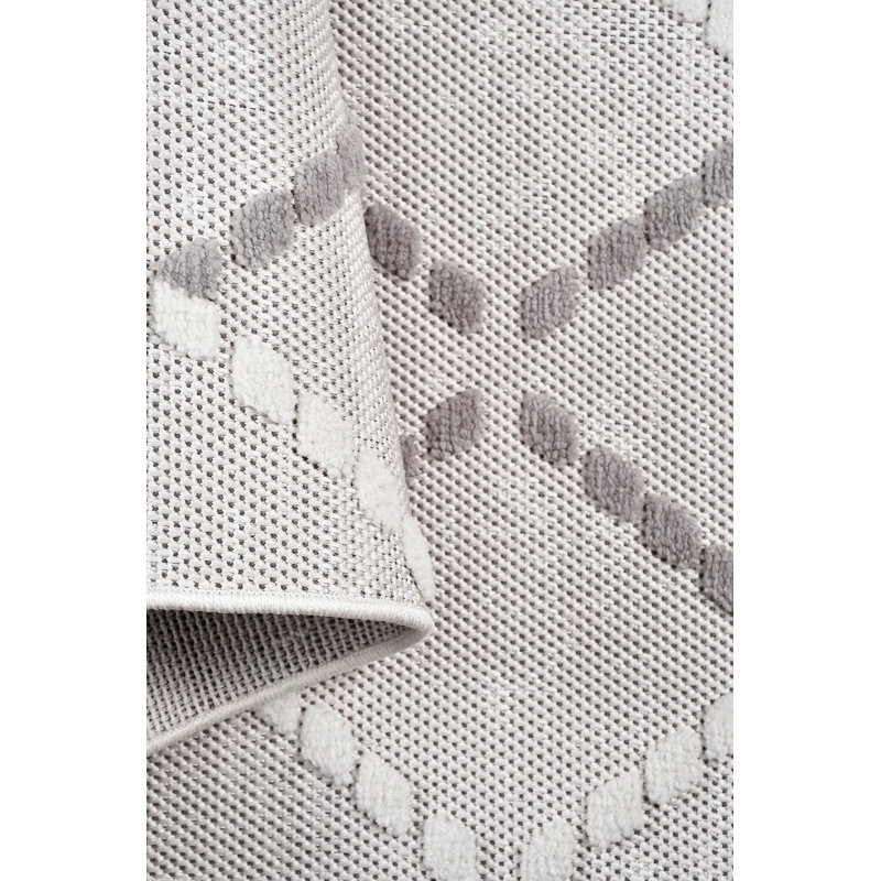 Tapis moderne en polyester gris Riko résistant aux taches Facile à nettoyer, 6,5 pi x 6,5 pi