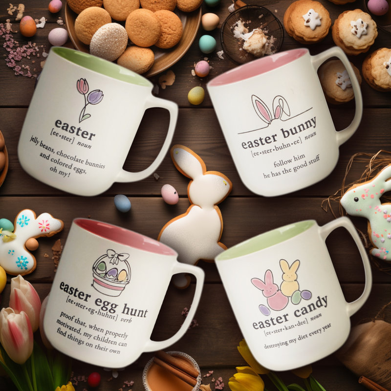 Easter Words Set of 4 Mugs