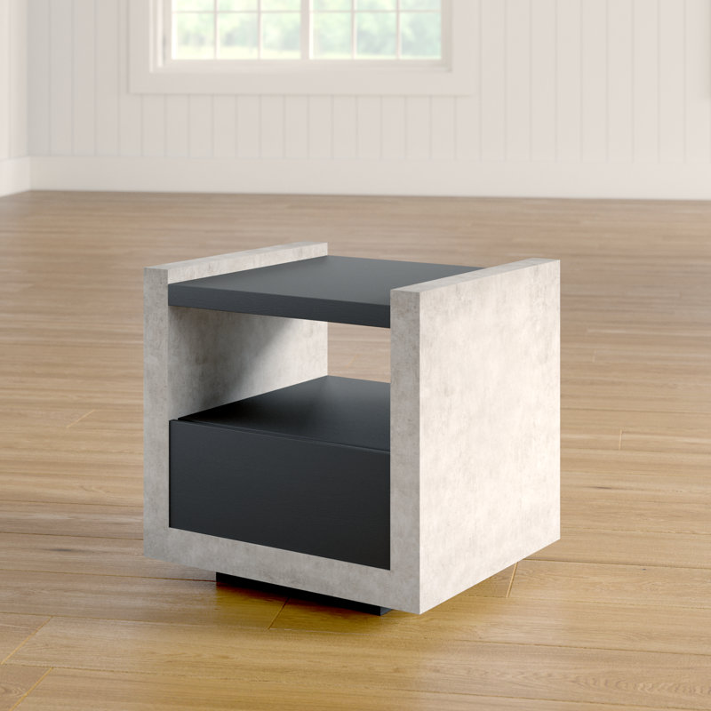 Phebe Side Table with Storage, Black
