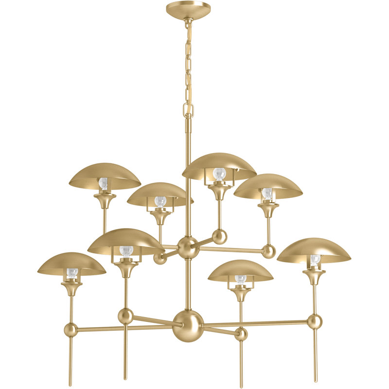 Vorleigh 8 - Light Sputnik Modern Linear Chandelier, Brushed Brass