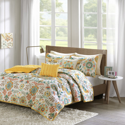 Ensemble de couvre-lit réversible à motif floral Nina