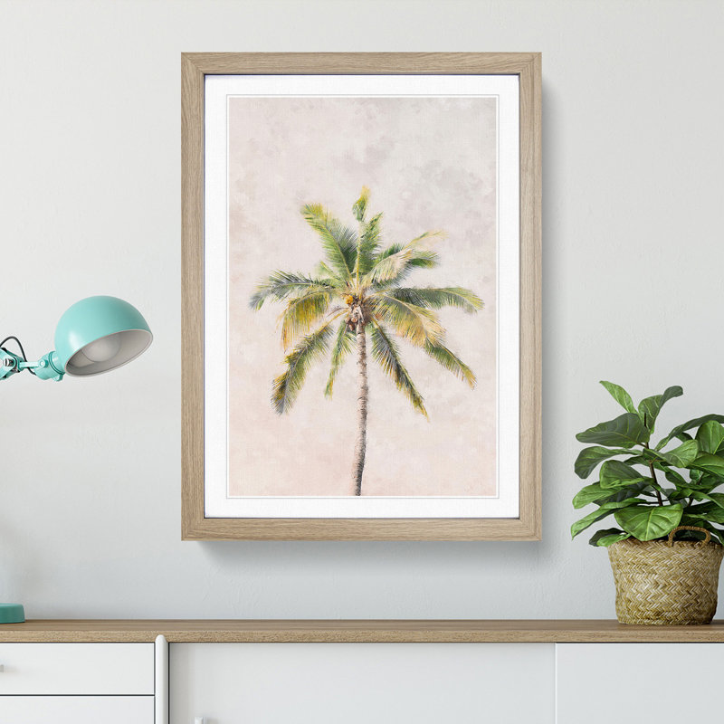 Cuban Palm Tree - Picture Frame Painting Print, Oak Framed, 45cm H x 33cm W x 2cm D