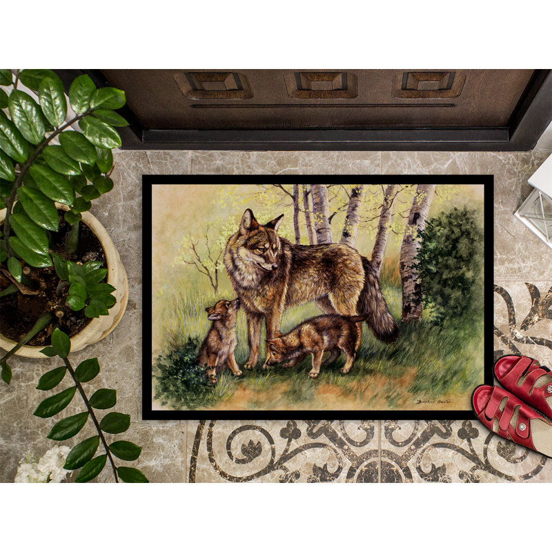 Tapis de porte pour l’extérieur antidérapant loup wolves, Rectangle 2 pi x 3 pi
