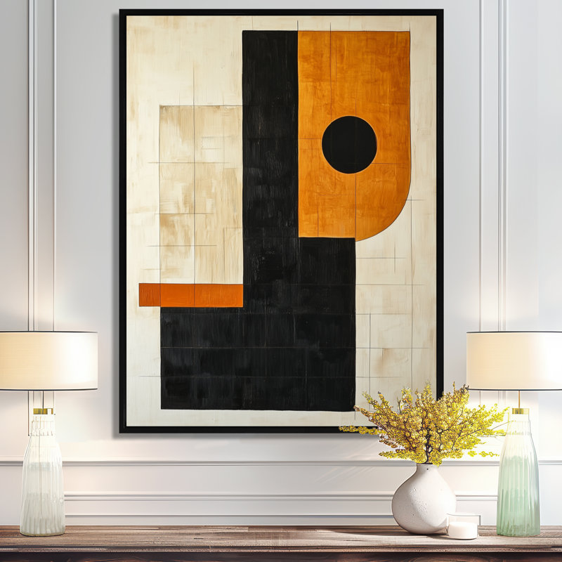 Waconia III - Tableau sur toile encadré géométrique, H 32 po x l 24 po, Cadre flottant noir