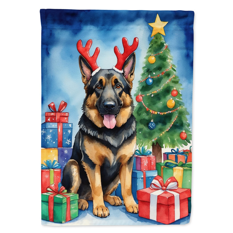 Drapeau de Noël maison de renne, Berger allemand