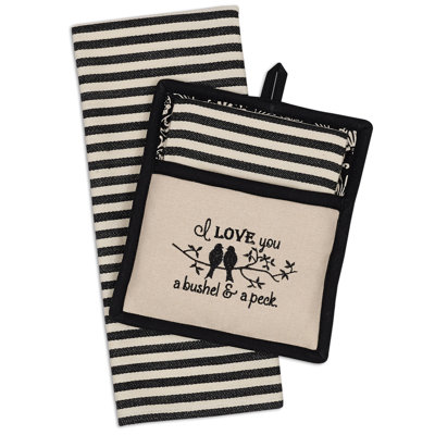Pouliot Cotton Stripe Kitchen Towel Linen Set