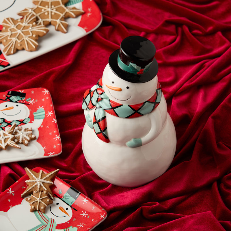 Bocal à biscuits bonhomme de neige à motif de Noël 3-D Christmas