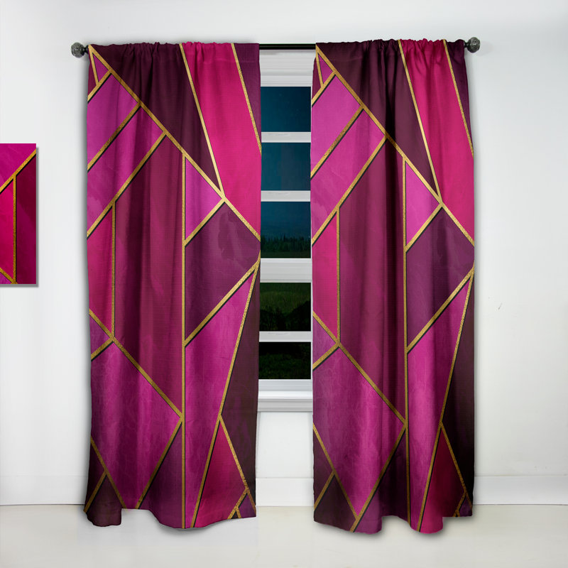 Rideau simple occultant rétro à motif géométrique Mid-Century, L 52 po x L 95 po