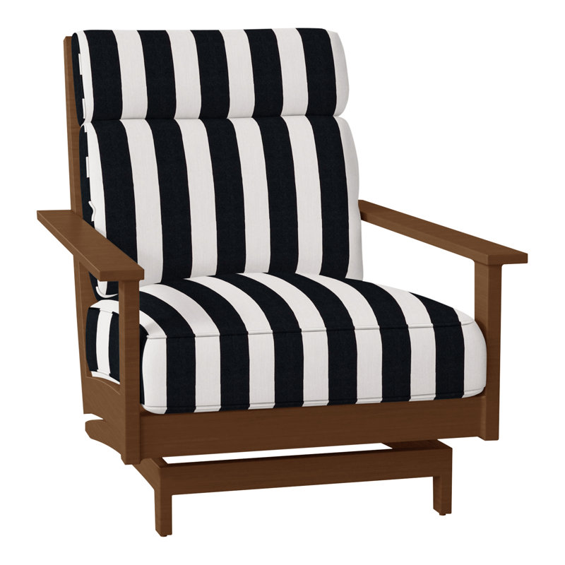 Chaise longue d'extérieur Kennebunkport, Welt + bourre standard, Cabana à rayures minuit, Chêne