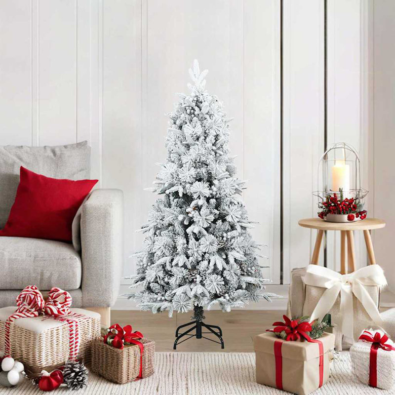  Artificial Hinged Christmas Tree Snow Flocked White, 3.94' H