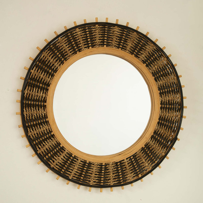23'' Echo Mirror, Bamboo Round Art Wall Mirror