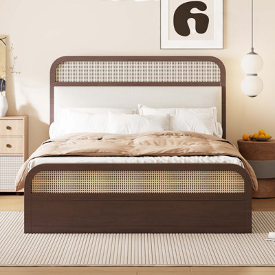 Grand lit plateforme en bois avec lit gigogne et 2 tiroirs
