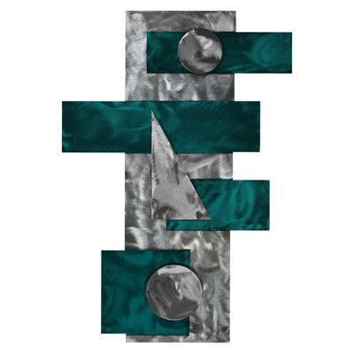 Meyerdirk Art Strategy Contemporary Steel Wall Sculpture - Candy Teal