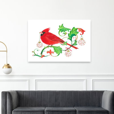 «Holiday Cardinal Abstract Contemporary Bird Nature Winter», reproduction d'art murale