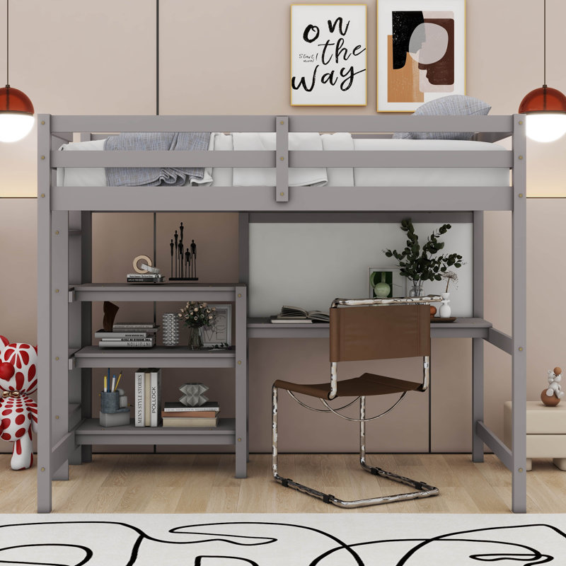 Lit mezzanine pour enfants Costilla, Simple, gris