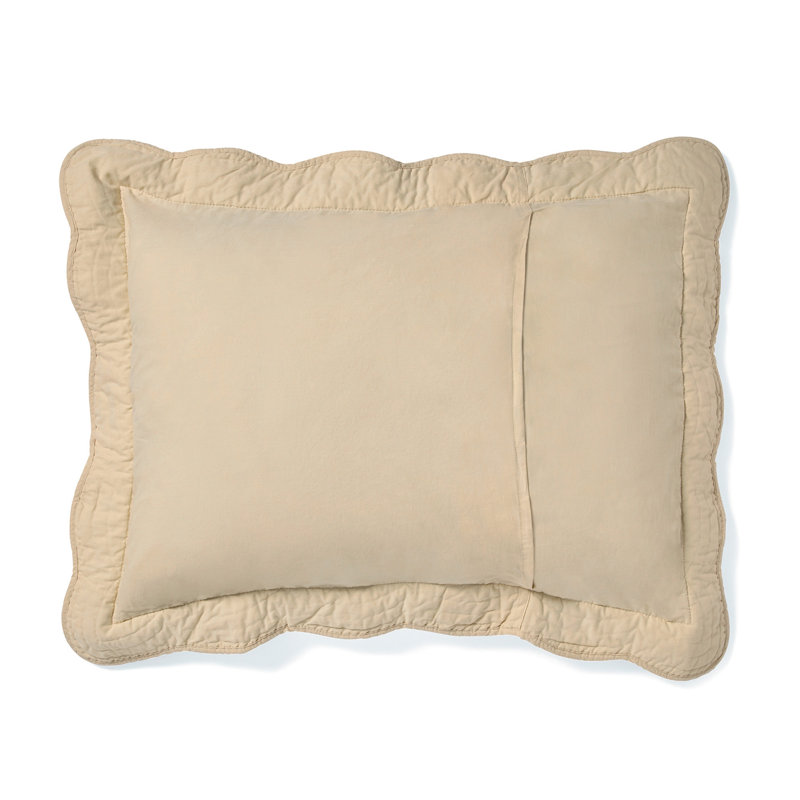 King Size Beige Cotton Embroidered Bear Pillow Sham