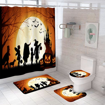 4pcs Halloween Shower Curtain Set for Bathroom (Set of 4)