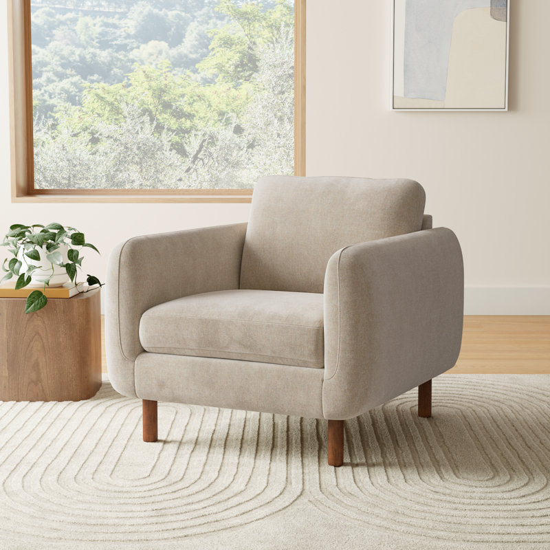 Leno Upholstered Armchair, Honeycomb Taupe Chenille