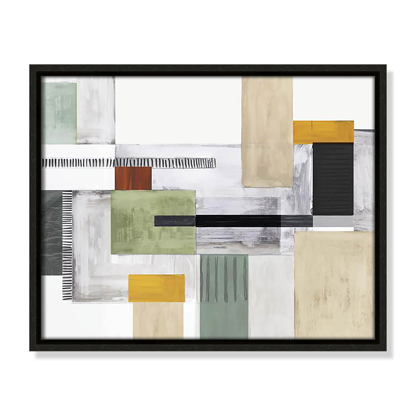 Playful Blocks Print by Tom Reeves, No Mat, Espresso Floater Framed, 12.5" H x 15.5" W x 2" D