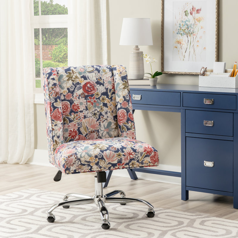 Dayton Adjustable Swivel and Tilt Task Chair with Casters, Floral, Polyester