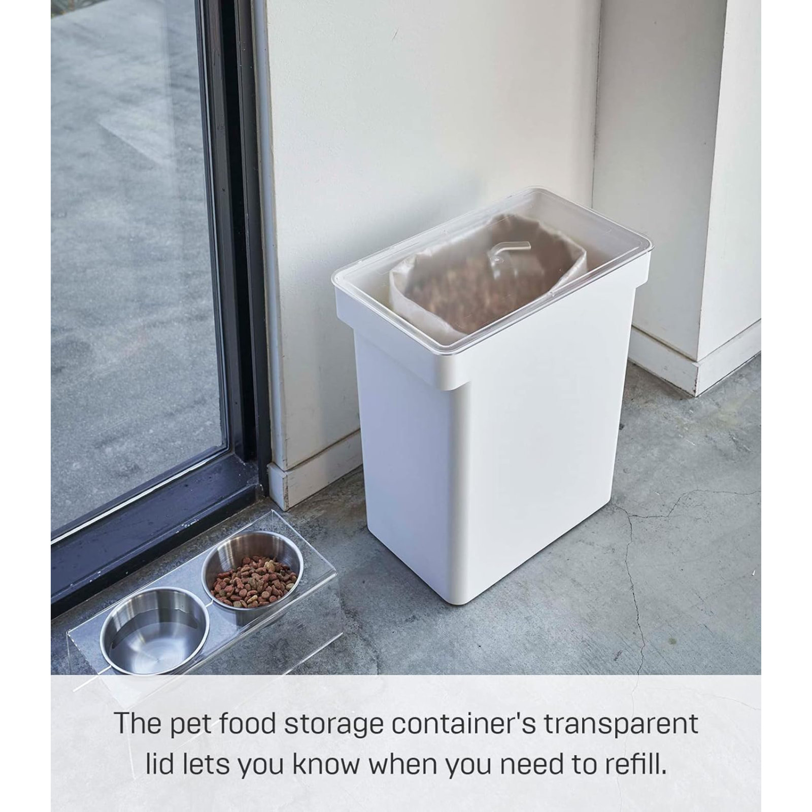 Yamazaki Home Pet Food Container, 55.12 lb, White