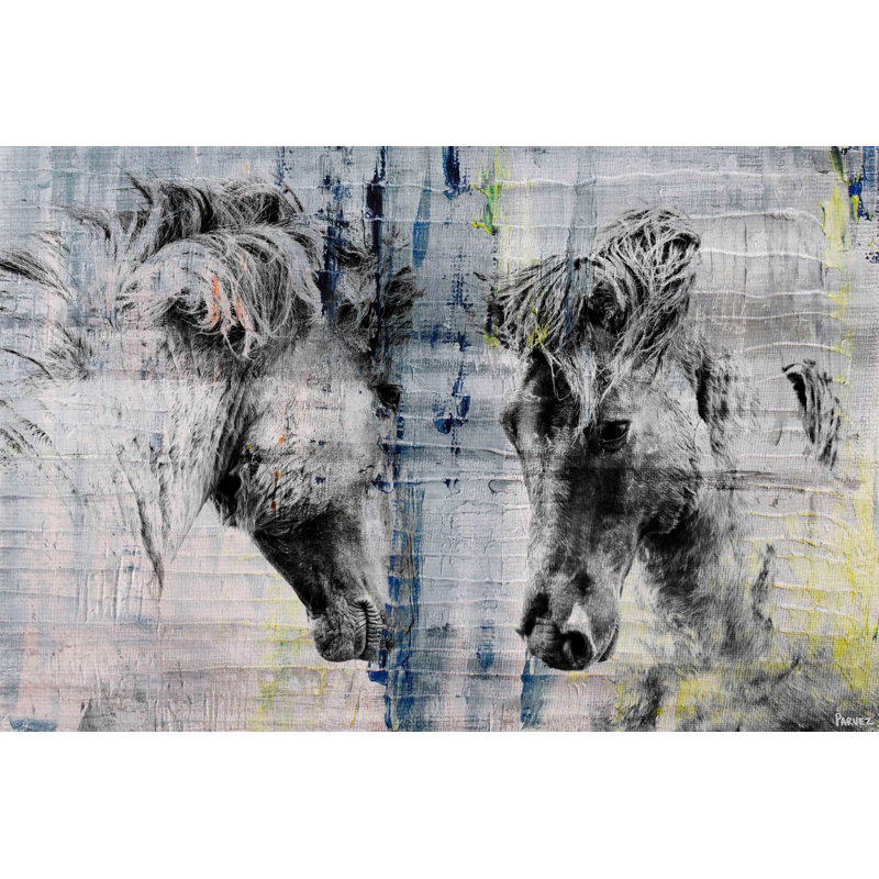 Farming «Facing Horses», reproduction de photo sur toile tendue, H 16 po x l 24 po x P 1,5 po