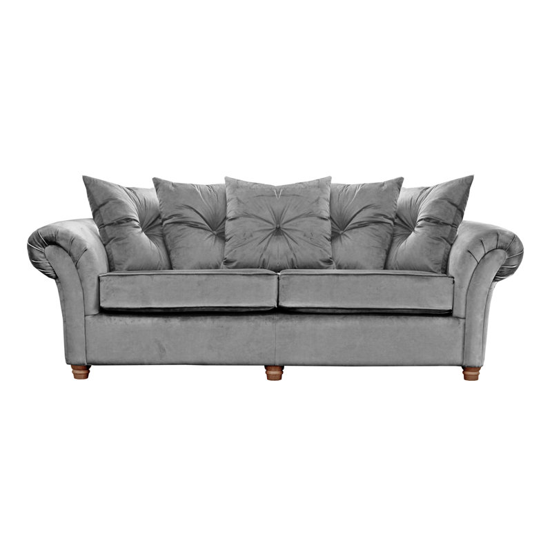 Lila 3 Seater Velvet Sofa, Dark Grey