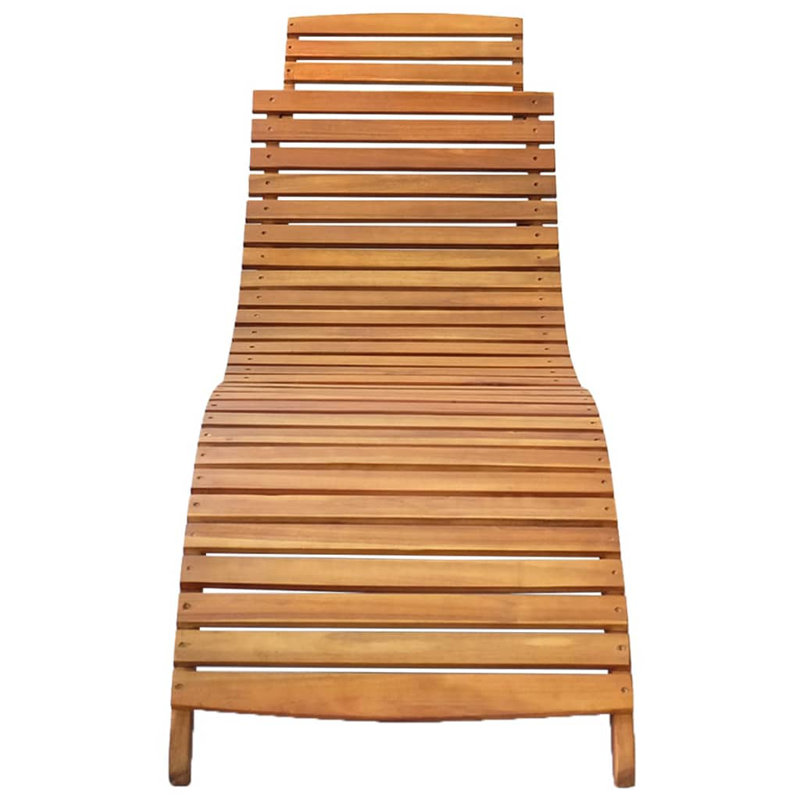 Haikel 73.6" Long Acacia Single chaise with Cushions, Beige