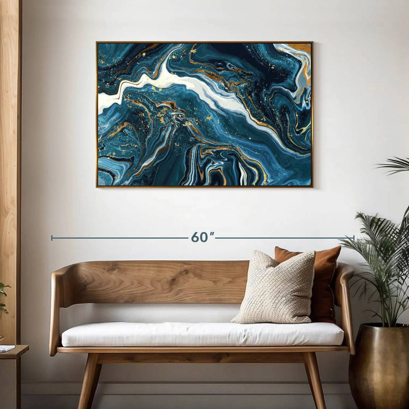 Lecia Blue Marble, 43" X 29", Floating Frame Gold