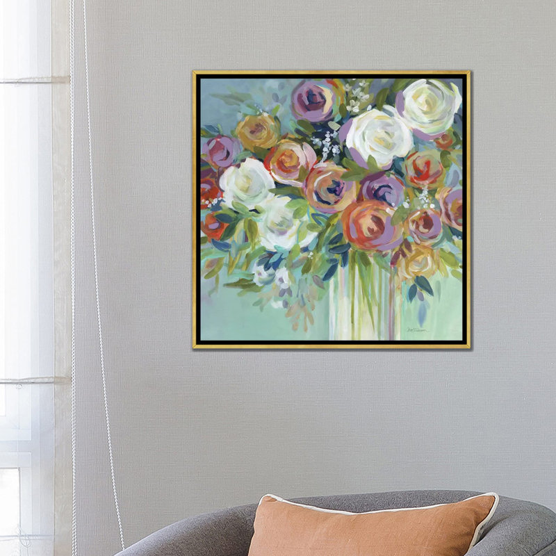 "confetti bouquet ii" par carol robinson-print, H 26 po x l 26 po x P 1,5 po, Toile encadrée d'or