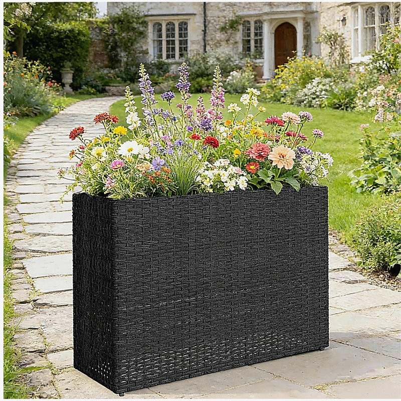Outdoor Planter Box,Modern Elevated Planter Box,Raised Garden Bed, Black