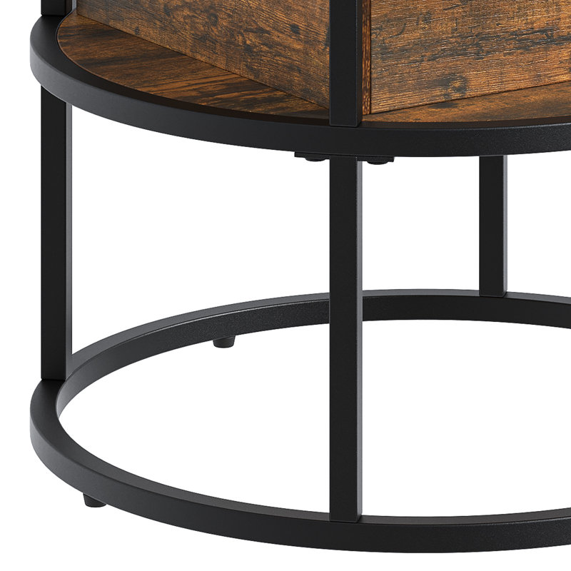 Rothwell Lift Top  Coffee Table ,Extendable Round Cocktail Table, Deep Brown, Black, 62.5cm H x 60cm W x 60cm D