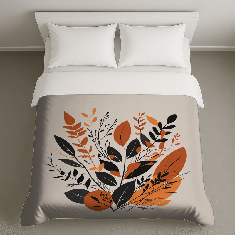 Housse de couette à motif floral Leaves Bedding, Grand lit
