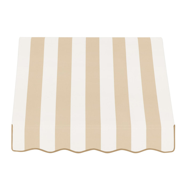 Auvent fixe en tissu acrylique rétro Awntech Dallas, H 16 po x l 52,5 po x P 30 po, Lin / rayures blanches