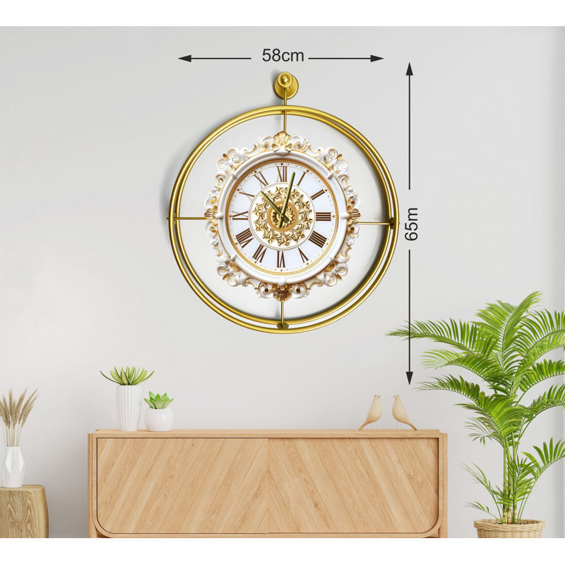 Horloge murale décorative en métal, Doré
