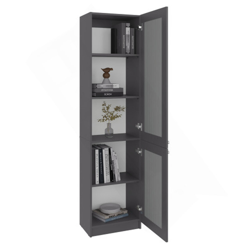 Bibliothèque à deux portes avec 5 tablettes intérieures pour le rangement de linge ou de décor
