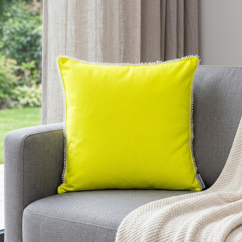 20" Yellow Cotton Throw Pillow