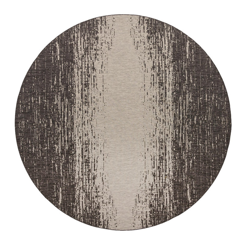Pindall Charcoal Gray/Gray Indoor/Outdoor Rug, Round 13'