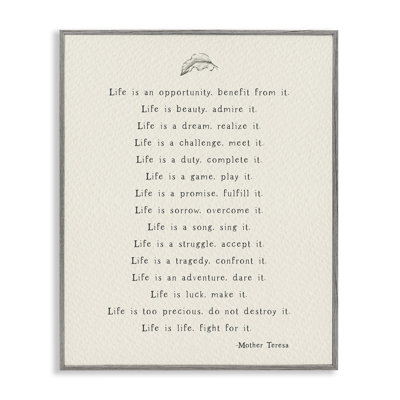 Uplifting Inspirational Mother Theresa Life Quote Simple Botanical by Amy Brinkman - Graphic Art