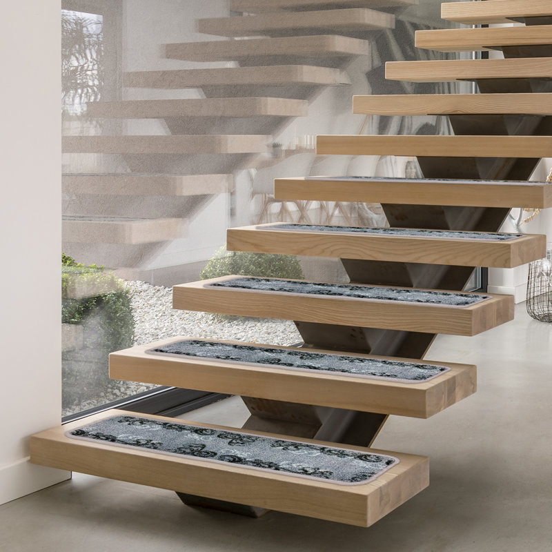 Tapis d'escalier gris Hajara, Tapis de couloir 8 po x 2 pi 2 po