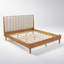 Structure de lit très grand en bois avec tête de lit rembourrée et support renforcé