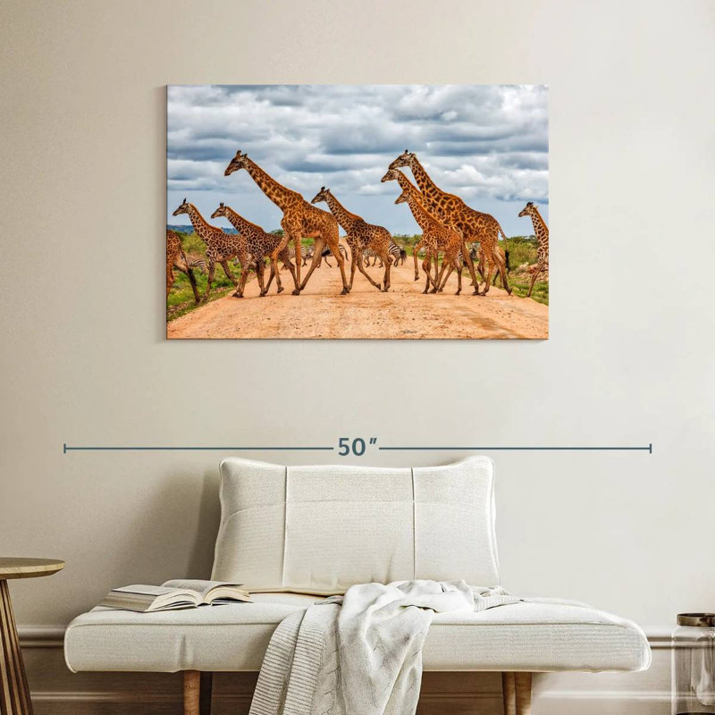 Courir avec des girafes et des zèbres, H 26 po x l 39 po