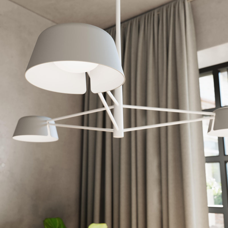 Ray LED Chandelier, Warm Gray, 3, Warm Gray