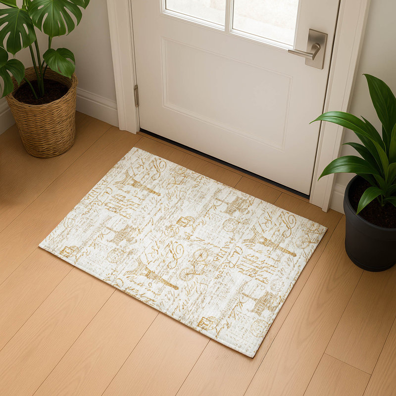 Tapis de qualité supérieure lavable à la machine Mayfield AMF2209, Doré, 1 pi 8 po x 2 pi 6 po