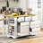Rolling Kitchen Island With 6 Drawers, Pull Out Trash Can, Drop Leaf, Power Outlet, And 5 Open Side Racks For Efficient Storage And Mobility-1903494603