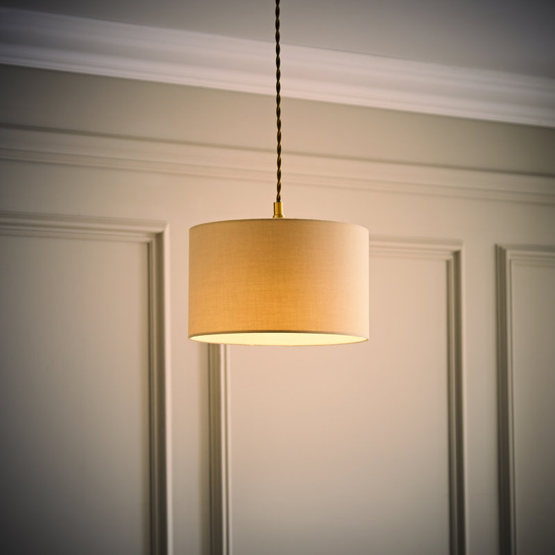 27.5cm H Cotton Drum Pendant Shade ( Screw On ), Tan, 25cm H x 45cm W x 45cm D