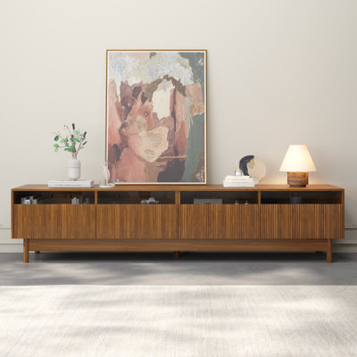 Meuble télé 78 pouces pour salon - téléviseurs jusqu'à 85 pouces, meuble télé moderne avec tiroirs, console télé avec tiroirs en verre pour chambre à coucher, salon