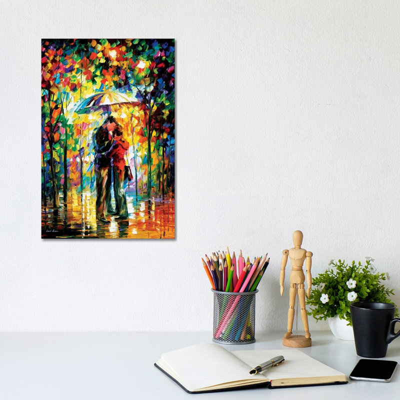 Kiss In The Park by Leonid Afremov - Painting on Canvas, 20.32 cm H x 30.48 cm W, Wrapped Canvas
